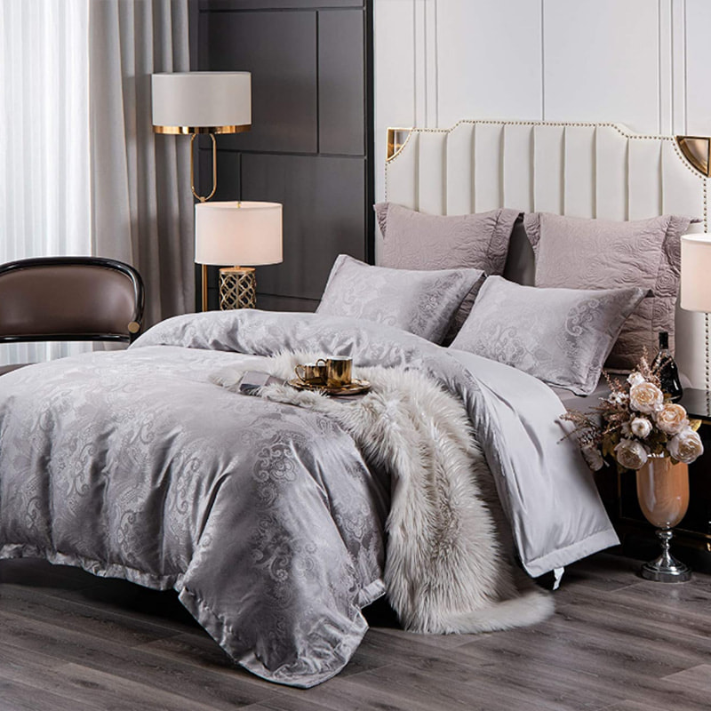 Pcing HME queen size duvet cover  is a blend fabric, which contains 70% cotton and 30% polyester.  luxurious duvet cover is equipped with a hidden zipper at the bottom