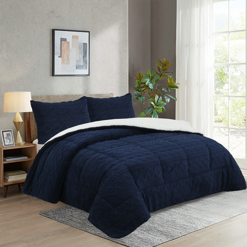 Winter solid colour reinforced three-dimensional jacquard flannel quilt