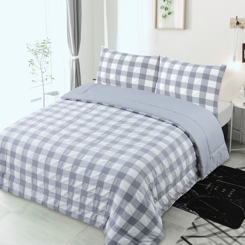 Modern simple check brushed comforter