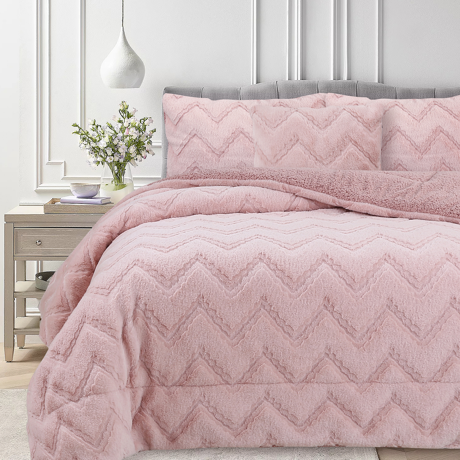 Rosa fashion wave rabbit comforter