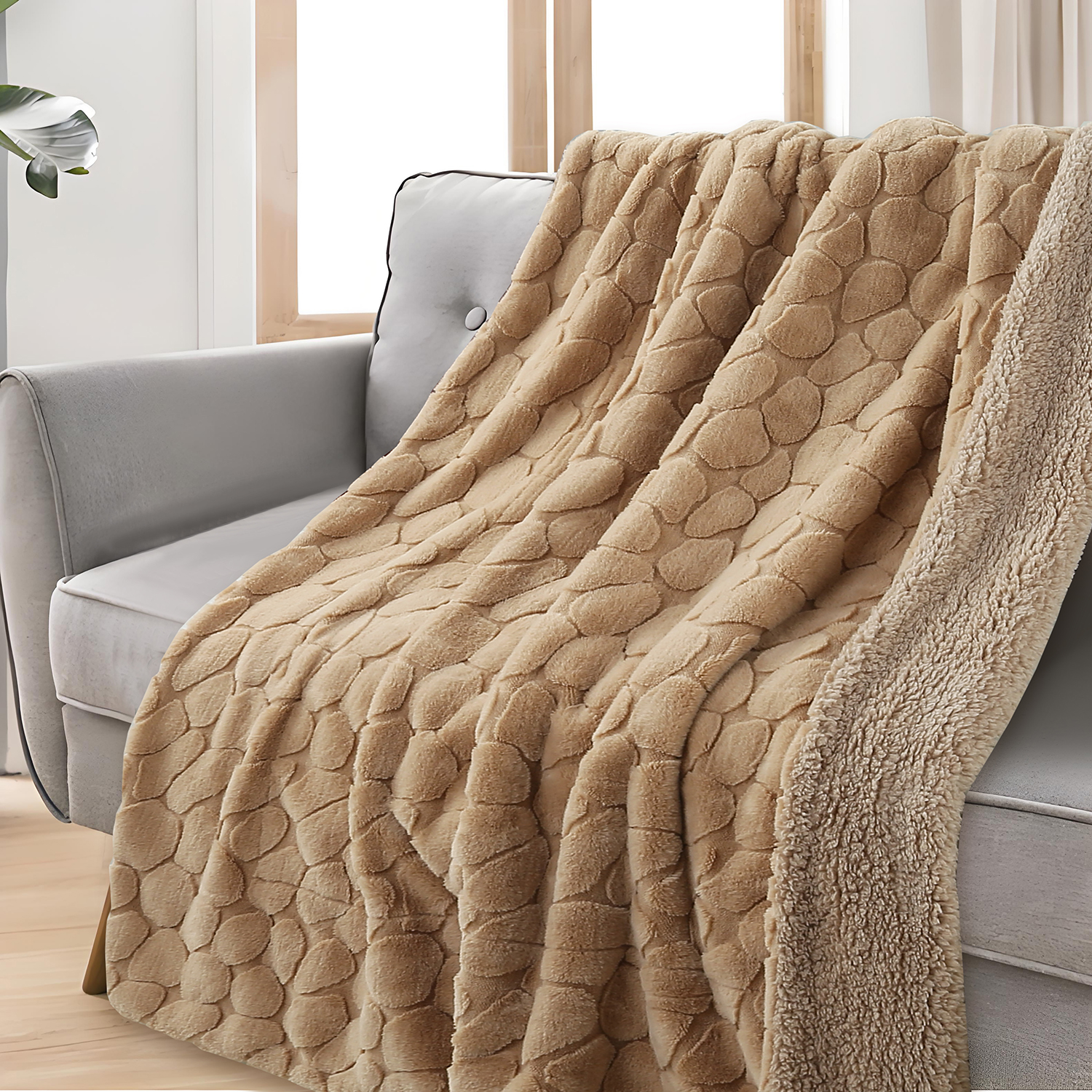 Modern brown rabbit hair blanket