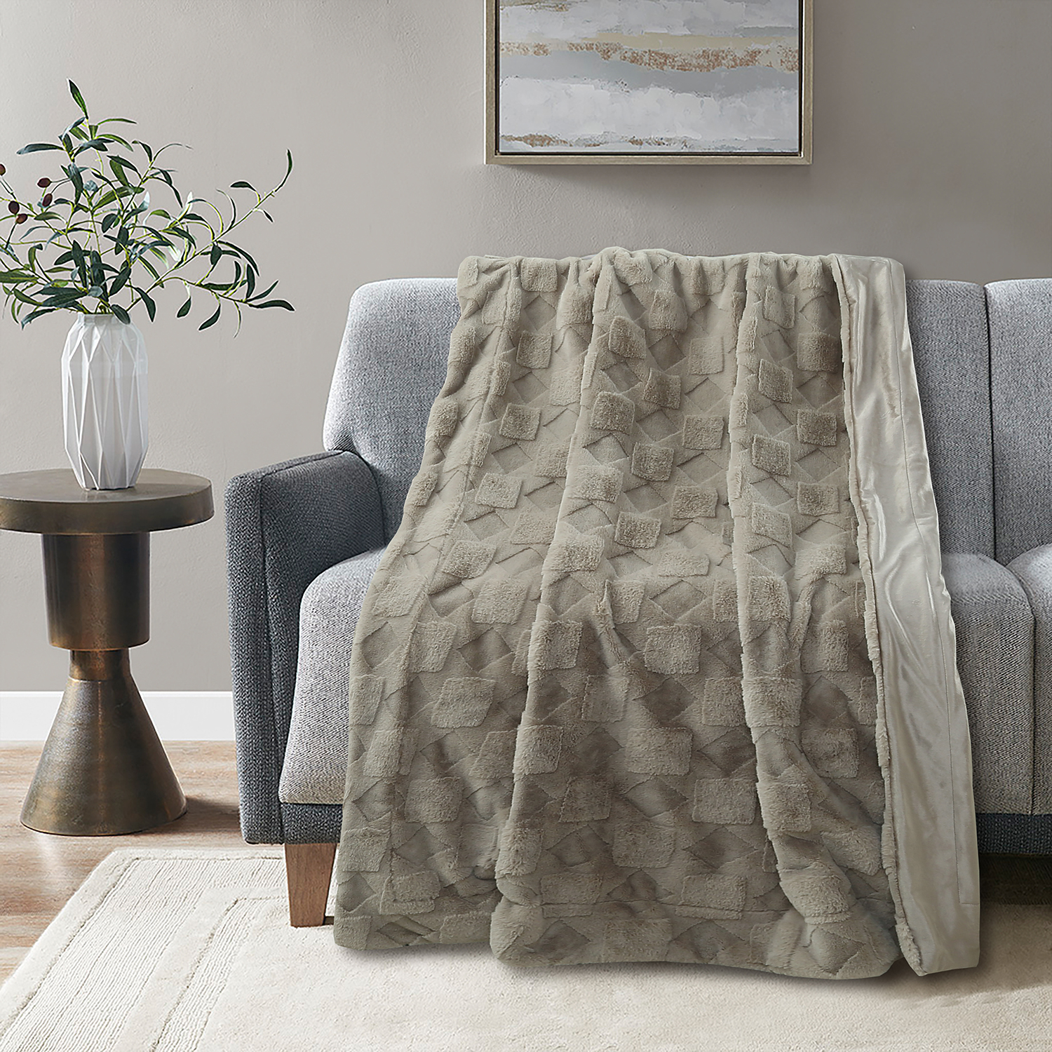 Modern gray rabbit hair blankets