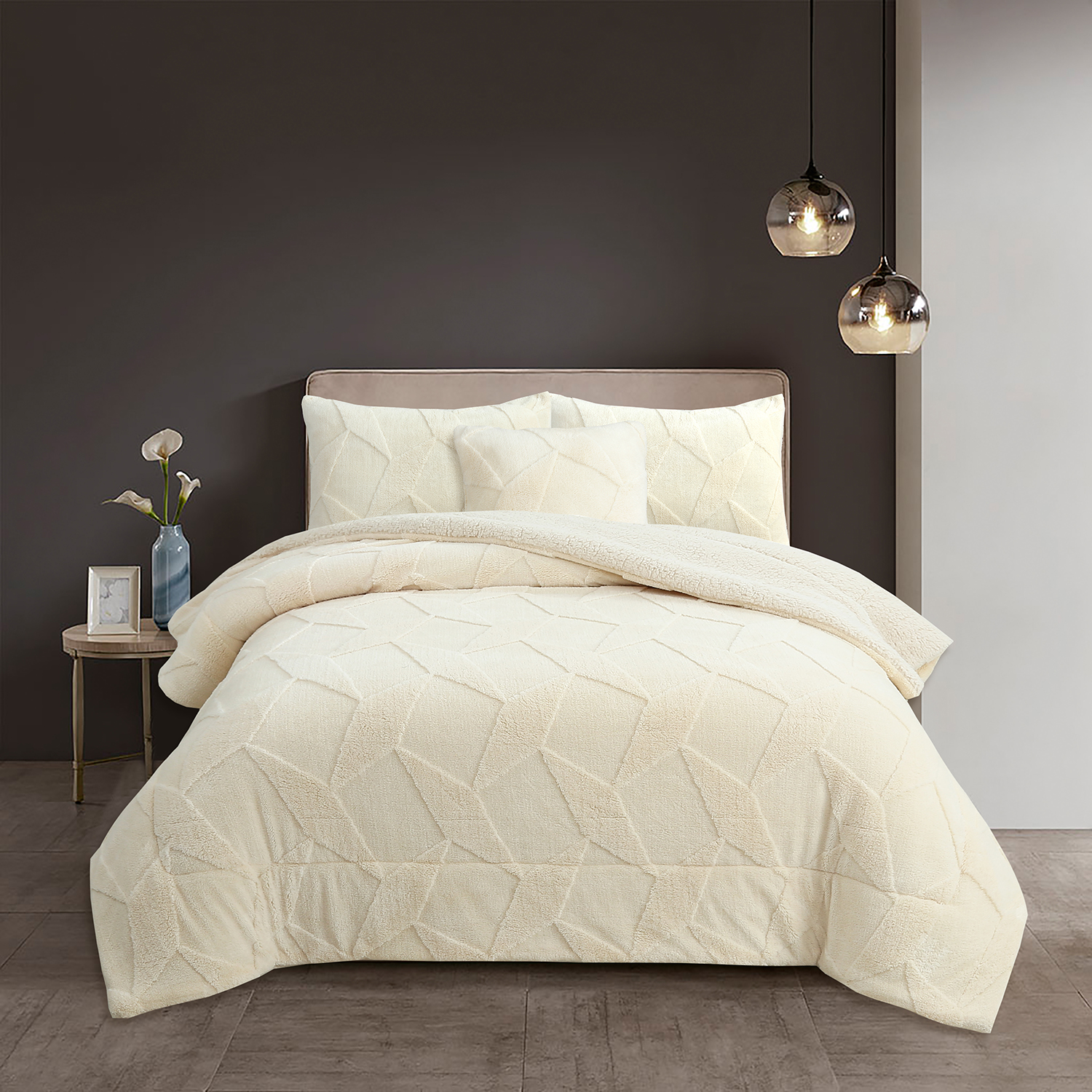 Emireductive jacquard sherpa quilt